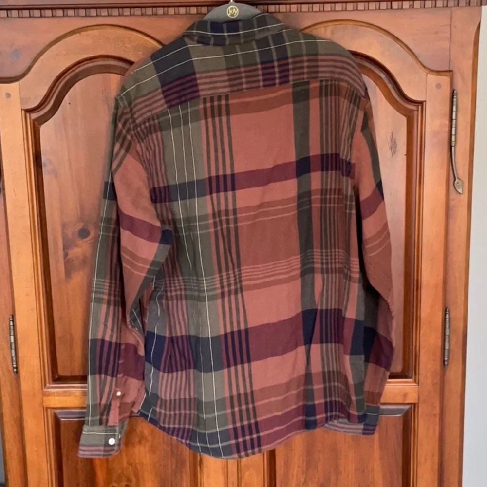 Banana Republic Untucked Slim Fit Cotton Plaid Shirt Size L Modern Rustic